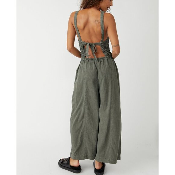 FREE PEOPLE Forever And Always Ruched One Piece / Dried Basil - Picture 7 of 10
